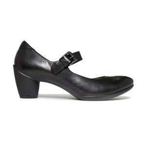 Ecco Black Leather Mary Jane Heel Pumps